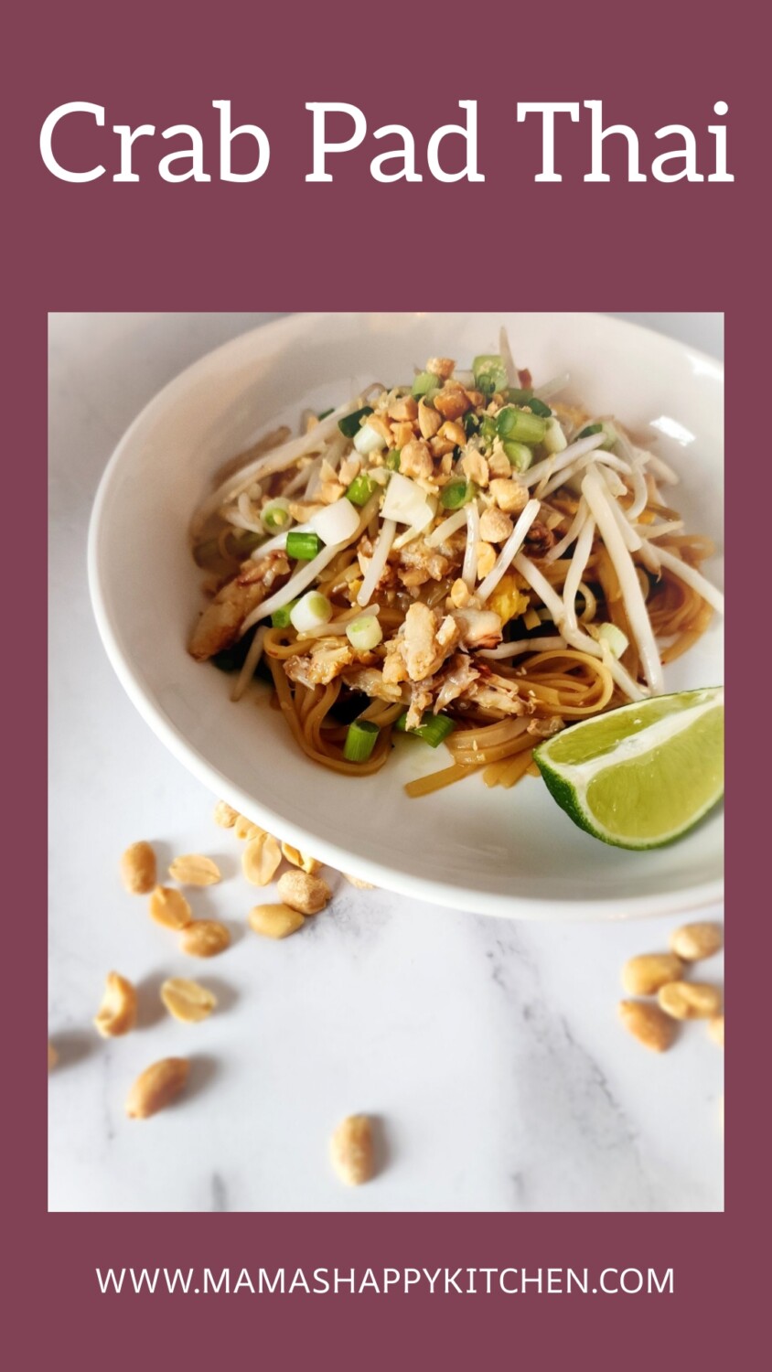 Crab has been an acquired taste for me, but now I love it. Today, I am making some delicious crab Pad Thai to satisfy my crab cravings before I get to take a trip to Annapolis, MD for the bestest crab shack in the world. You can use imitation crab if you can't find canned real crab, but the real deal is worth it. You don't need a full pound can to make this recipe, either. I used a smaller can (about 5 ounces), and there was more than enough crab to make this dish tasty.