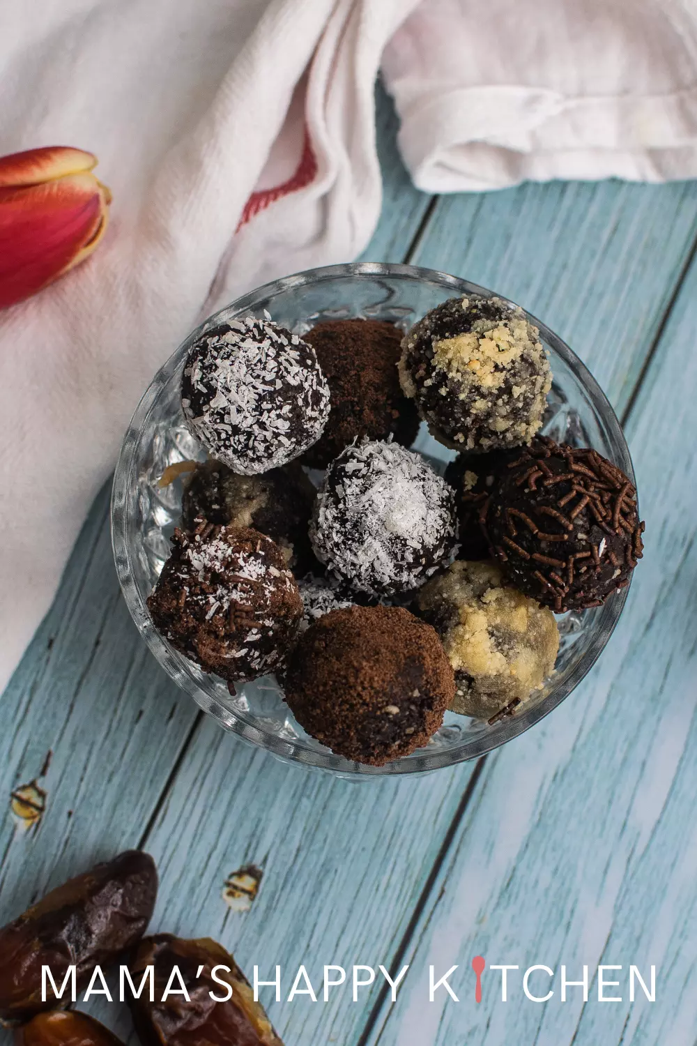 The other day, I had a sweet tooth craving. I also had a bunch of baking ingredients but no real plan or recipe in mind. Enter this no-bake chocolate truffle recipe, a creation from my desperation search of something sweet. They are an easy snack to make that combines the richness of chocolate with the natural sweetness of dates. Perfect for those seeking a decadent treat without the hassle of baking, these truffles are easy to prepare and offer a customizable experience with various coatings.