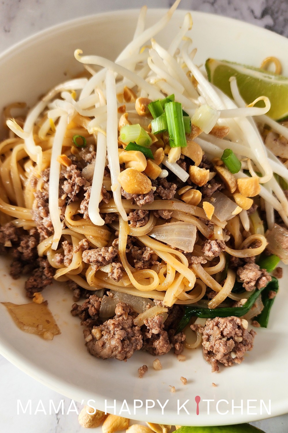 Food prices are through the roof right now! I try to cut out as much costs as possible, so this is why I created this delicious Pad Thai with ground beef recipe. Pad Thai isn't usually made with hamburger meat, so this recipe isn't "authentic" in any sense. But it is still quite yummy, and since it uses rice noodles, it is also gluten-free. (Just make sure to use gluten-free soy sauce or tamari as well.) You can cook up a whole pot of Pad Thai for a fraction of the cost.