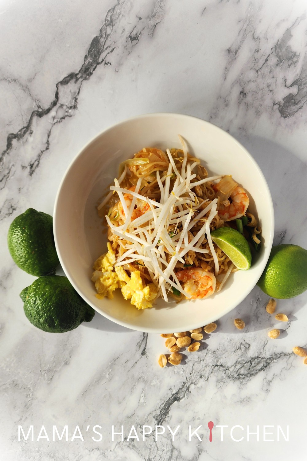 I absolutely love shrimp. Maybe it's because I grew up surrounded by the ocean. Or maybe it's because shrimp is just delicious. This shrimp Pad Thai recipe features those large, raw shrimp that you can buy in a big bag on sale at the local grocery store. But you can use any kind of shrimp, prawn, or even scallops, either raw or cooked, frozen or fresh. Regardless of your choice, the seafood adds a wonderful flavor and texture to the dish, complementing the tangy flavors of the Pad Thai.