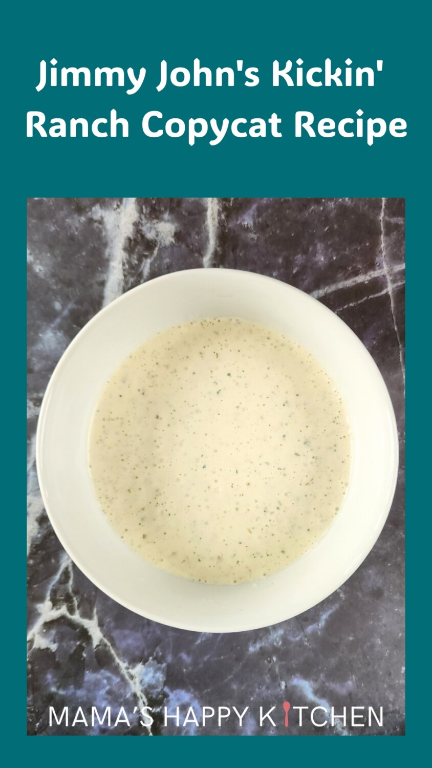 Jimmy Johns recently discontinued their Kickin' Ranch, a cult favorite. I love their sandwiches and especially this sauce, so I had to recreate it. Introducing my Jimmy John's Kickin' Ranch copycat recipe. Kickin' Ranch can be used as a dip for chips or veggies, a condiment for sandwiches, and a drizzle over chicken. Want more heat? Then add more peppers and pepper juice, or give it a bit of cayenne pepper. Want it more dip-y and less sauce-y? Then reduce the half and half. Easy!