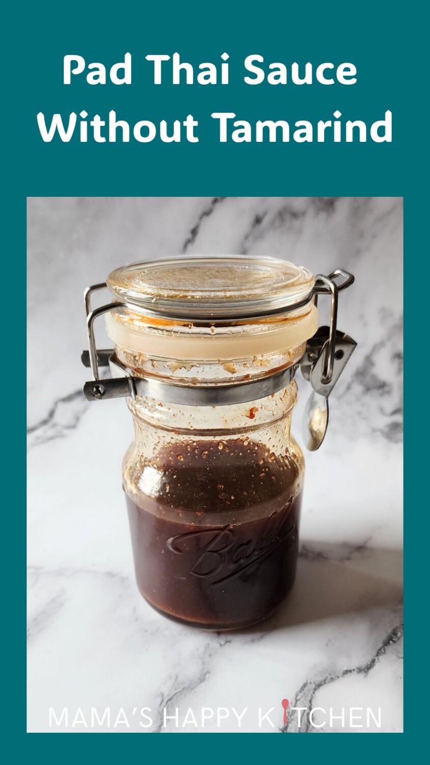 I created this Pad Thai sauce recipe without tamarind because tamarind is so difficult to find unless you order it on Amazon. I live right near an Asian grocery story, and I still can't find it. Really, who needs to have yet another bottle hogging up space in the fridge? Totally not necessary! This sauce is the perfect balance of sweet, tangy, spicy, and savory, and it is enough for one family meal (1 pound of meat and 16 ounces of rice noodles). Why not skip that Thai takeout?