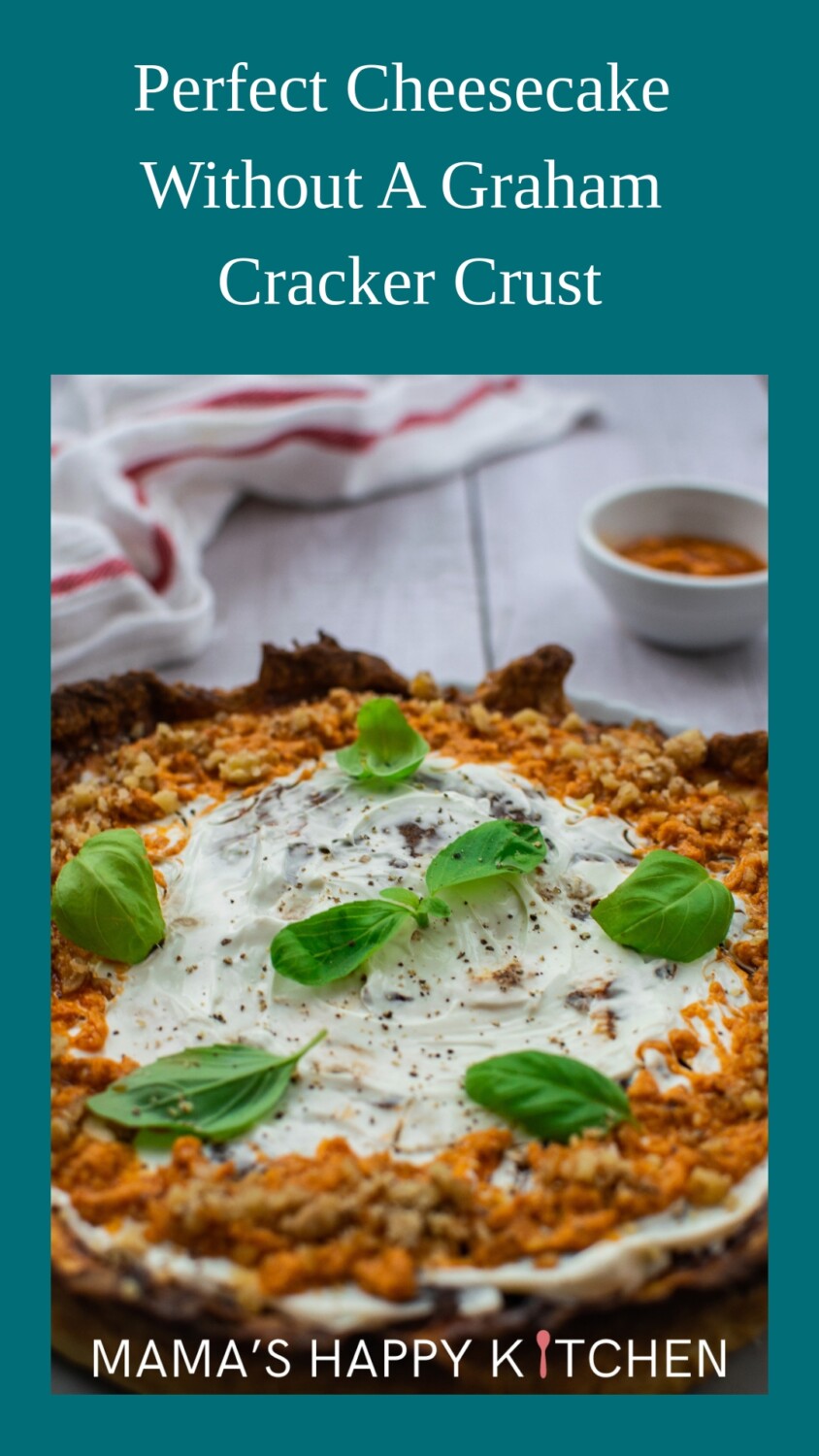 I created this recipe for a cheesecake without a graham cracker crust because I prefer not to use the graham crust. The store-bought variety is designed for pies and cannot contain all the cheesecake filling. Instead, I opted for a straightforward flour base, which provided a more traditional texture and was easier for me to prepare. The flour crust also ensures a sturdy foundation for the dense cheesecake layer, preventing any leaks or collapses. You can prebake the crust for a crispier edge.