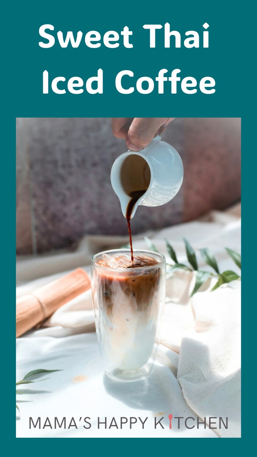 This Thai iced coffee recipe really hits the spot during the hot August nights ... or mornings ... or just about anytime, really. Sometimes I go to the local Thai restaurant just to have their coffee. That's how much I love coffee, and that's how much I love this coffee. It's dark and dreamy, sweetened with the magical ingredient. (Hint: it's sweetened condensed milk.)&nbsp;This drink is great after some Pad Thai or Drunken Noodles, but one of my favorite ways is to sip it while eating Tom Yum.